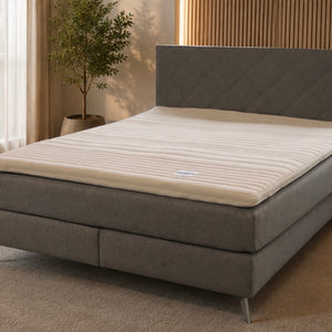 Boxspringbett grau mit durchgängiger Liegefläche